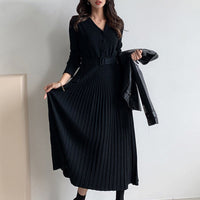 JoseDress I V-Neck Dress with Belt for Women-Black-One size fits all-State of Style