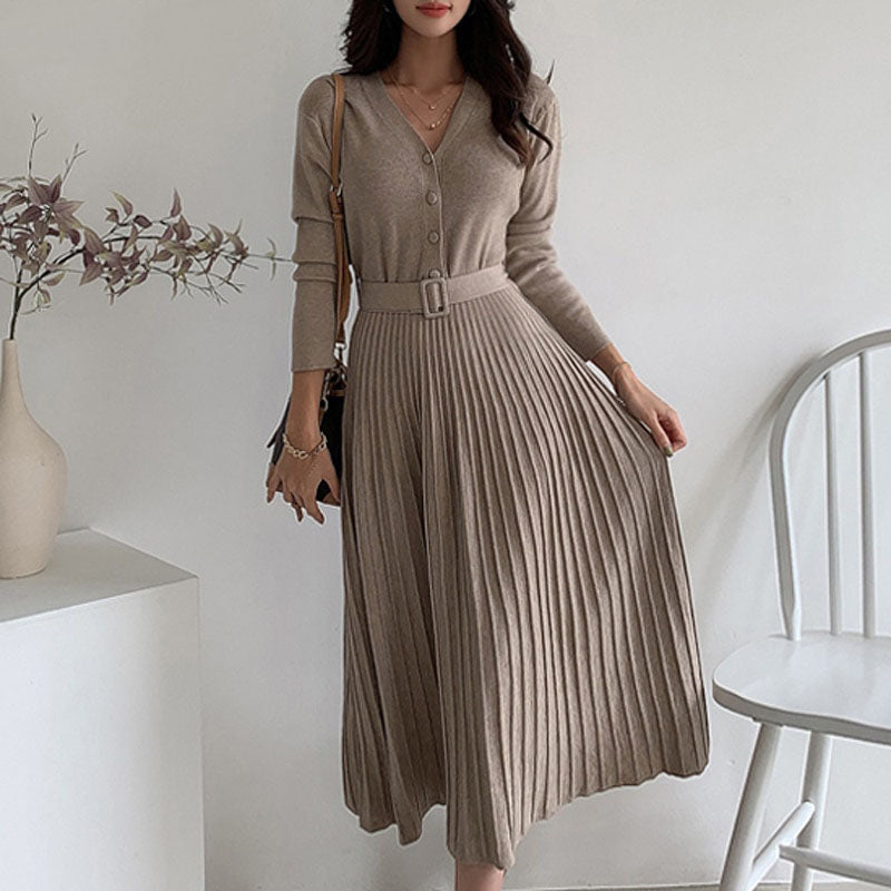 JoseDress I V-Neck Dress with Belt for Women-Black-One size fits all-State of Style