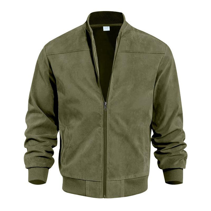 Light men's transitional jacket in suede look with stand-up collar – Damian