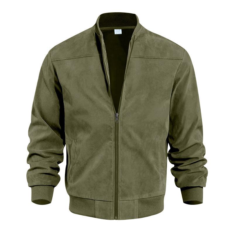 Light men's transitional jacket in suede look with stand-up collar – Damian
