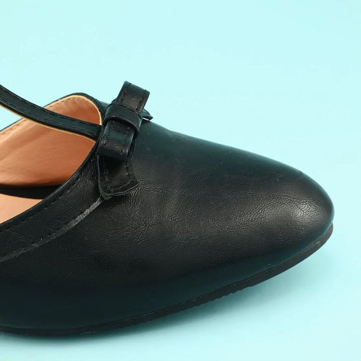 Keira Black Leather Shoes with Block Heels-3.5-State of Style