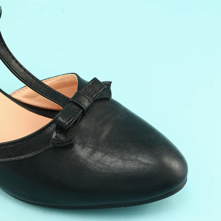 Keira Black Leather Shoes with Block Heels-3.5-State of Style