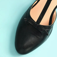 Keira Black Leather Shoes with Block Heels-3.5-State of Style