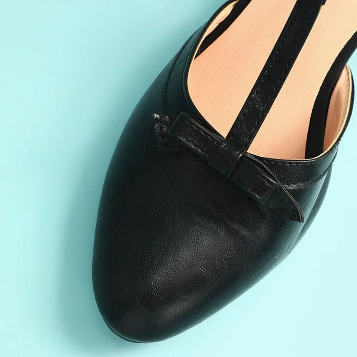 Keira Black Leather Shoes with Block Heels-3.5-State of Style
