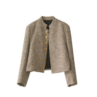 Khaki Long-Sleeve Cardigan with Button Closure - Elara-M-State of Style