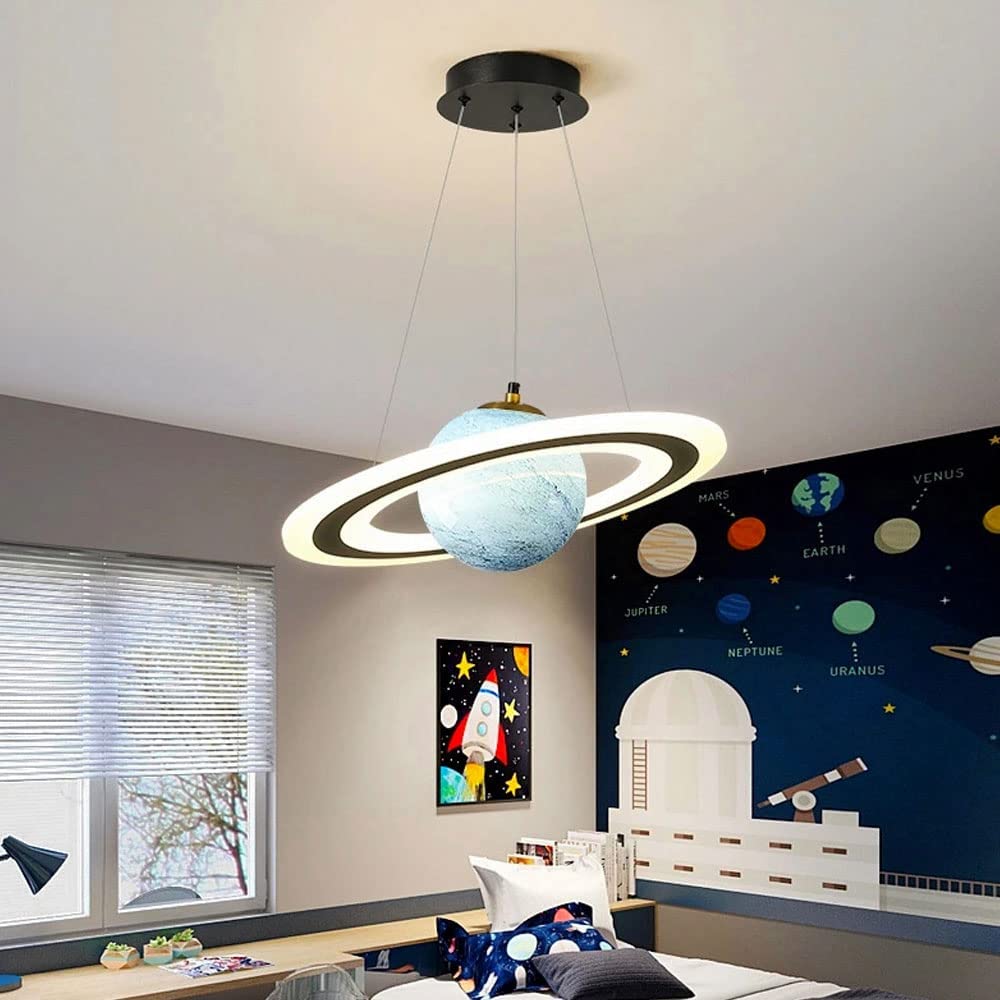 Kids' Room LED Pendant Light - CosmoGlow-3 Colour Temperatures-A (Without Astronaut)-Blue Earth-State of Style