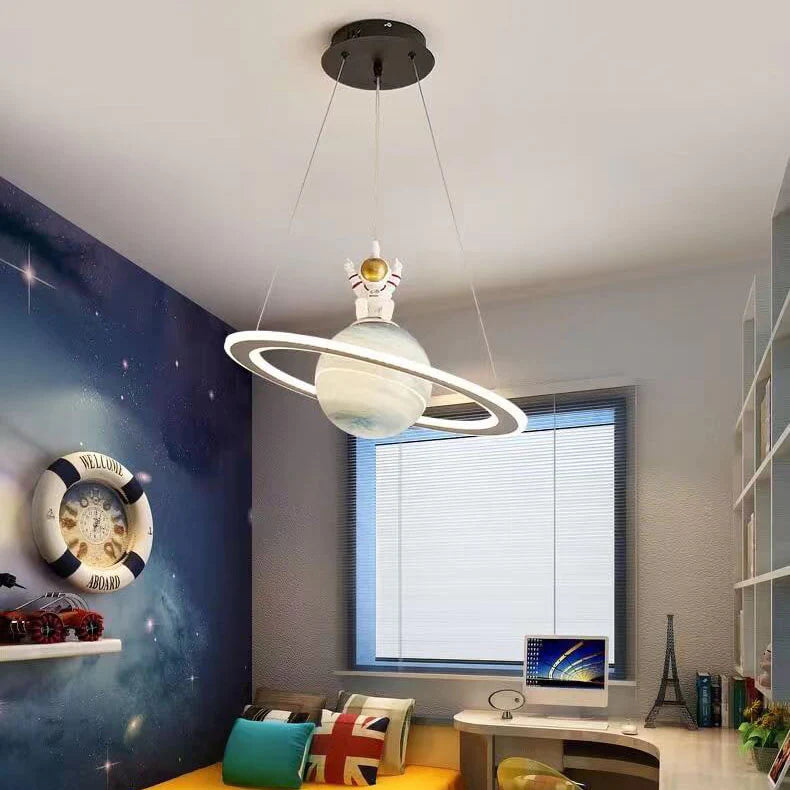Kids' Room LED Pendant Light - CosmoGlow-3 Colour Temperatures-A (Without Astronaut)-Blue Earth-State of Style