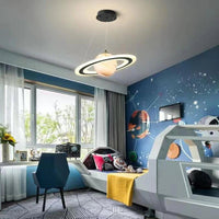 Kids' Room LED Pendant Light - CosmoGlow-3 Colour Temperatures-A (Without Astronaut)-Orange Saturn-State of Style