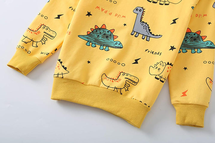 Kids Set: Dinosaur Print Boys Clothing Set-Yellow-1-2 Years Old-State of Style