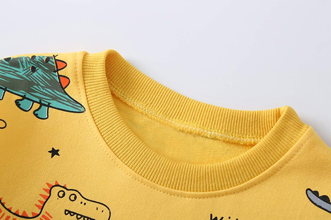 Kids Set: Dinosaur Print Boys Clothing Set-Yellow-1-2 Years Old-State of Style