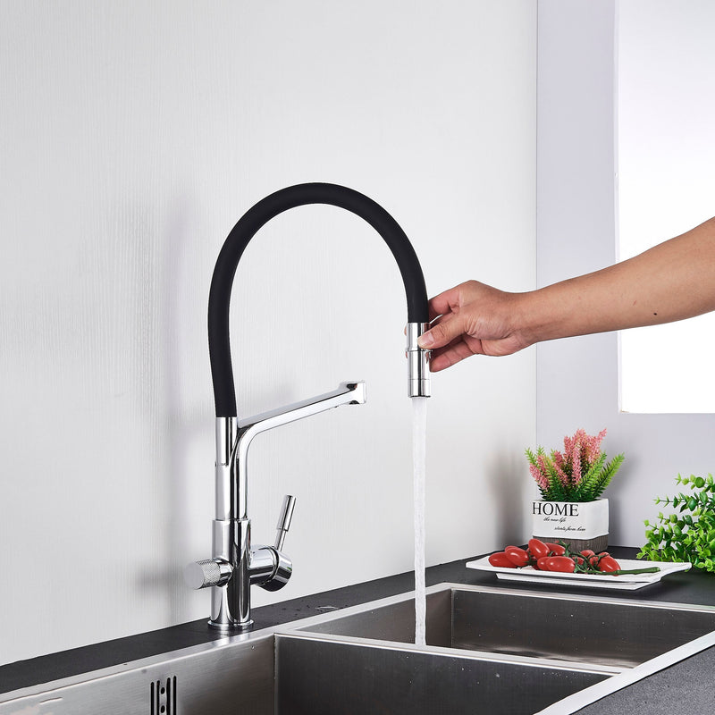 Kitchen Tap with Dual Spout & Water Filtration – PureFlow Duo-Chrome-State of Style