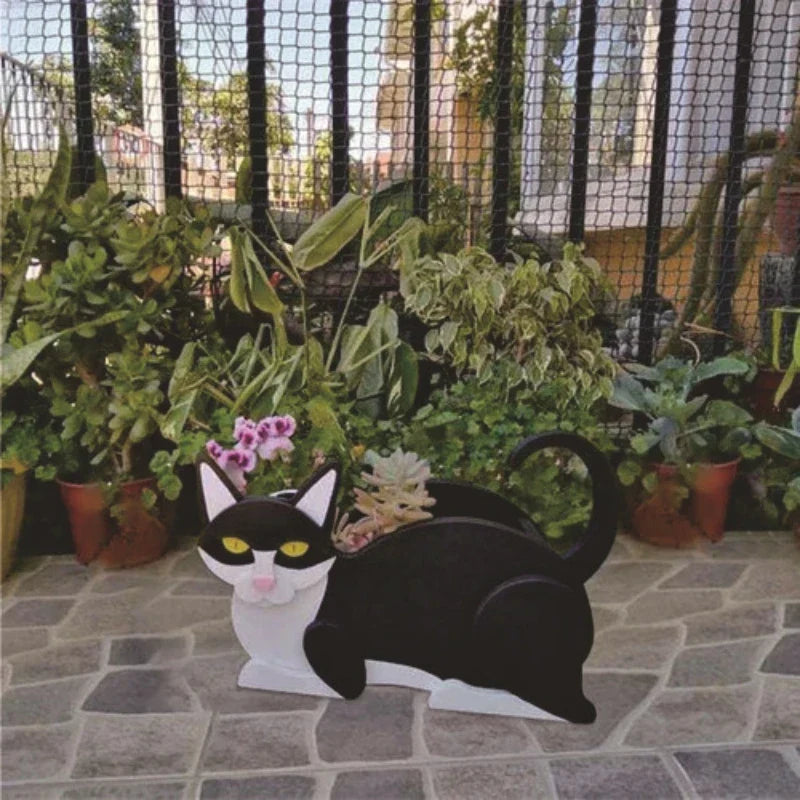 KittyKraft Cat-Shaped DIY Garden Pot-Black and White-State of Style