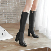 Knee-High Women's Boots with Heel - Sienna-Black-4-State of Style