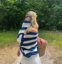 Knitted and Striped Oversized Women's Sweater - Harper-Blue and White-XS/S-State of Style