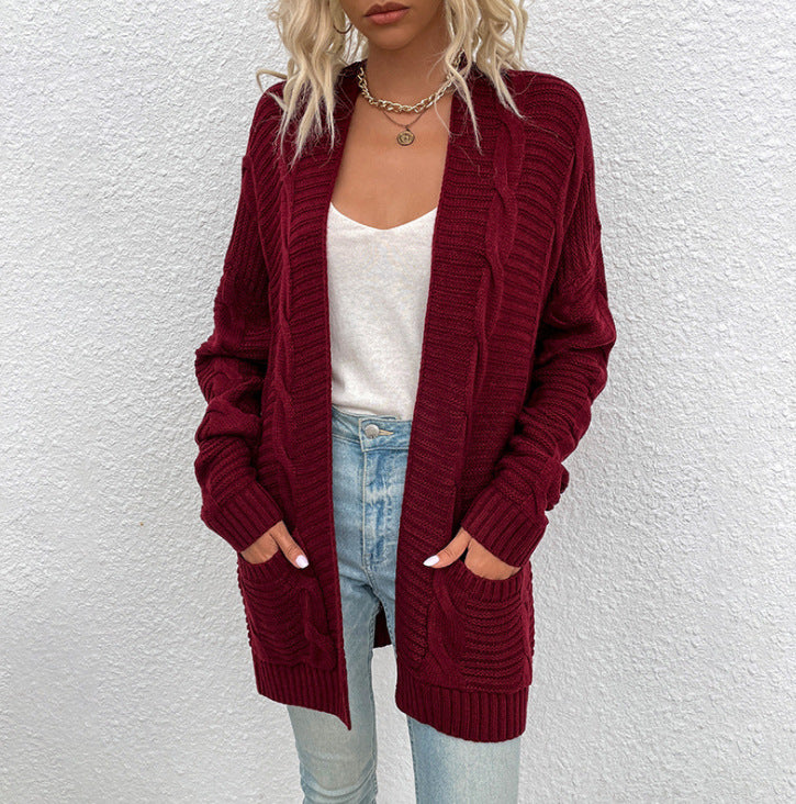 Knitted Cardigan | Chic and Comfortable-Burgundy-S-State of Style