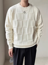Knitted Crew Neck Sweater with Stretch - Caleb-White-M-State of Style