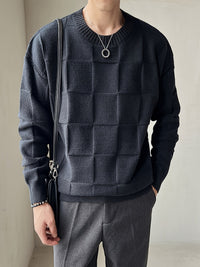 Knitted Crew Neck Sweater with Stretch - Caleb-White-M-State of Style