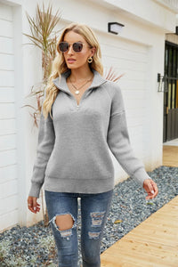 Knitted Half-Zip Jumper - Sienna-Grey-S-State of Style