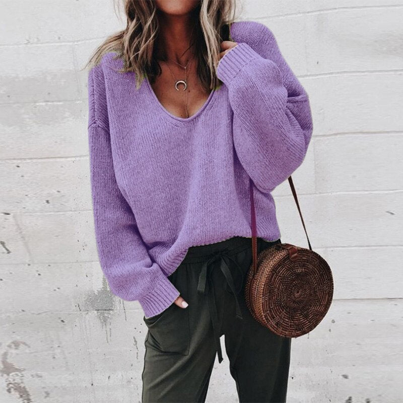 Knitted Oversized Women's Sweater - Aurora-Purple-XS-State of Style