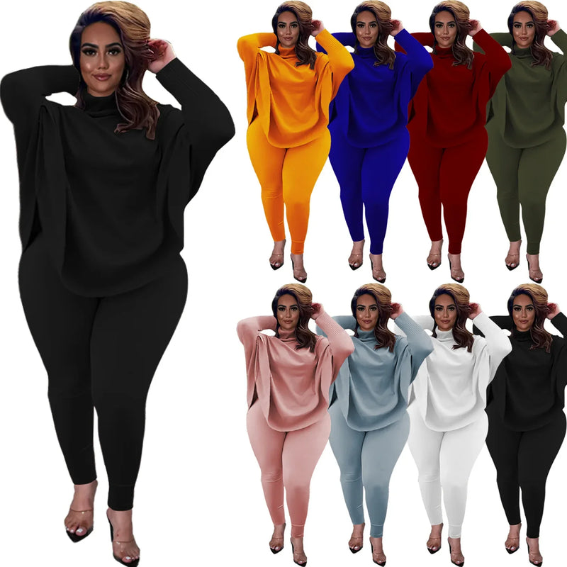 Knitted Plus-Size 2-Piece Lounge Set-Army Green-L-State of Style