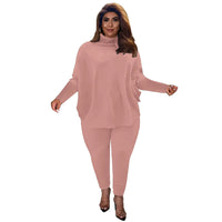 Knitted Plus-Size 2-Piece Lounge Set-Pink-L-State of Style