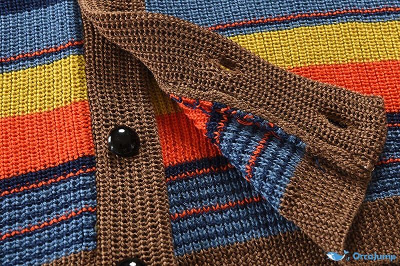 Men's knit cardigan with colour block and geometric pattern – Leandro
