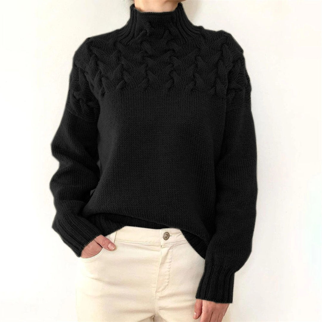 Knitted Turtleneck Sweater for Women – Elara-Black-S-State of Style
