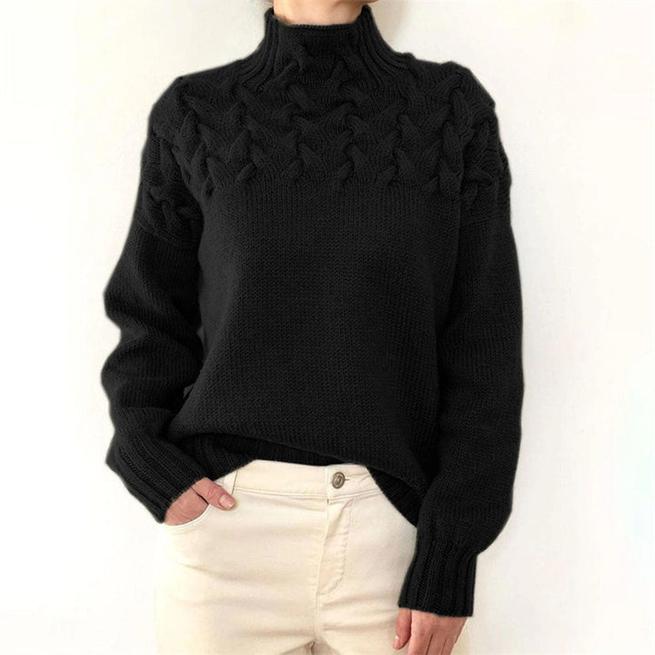 Knitted Turtleneck Sweater for Women – Elara-Black-S-State of Style