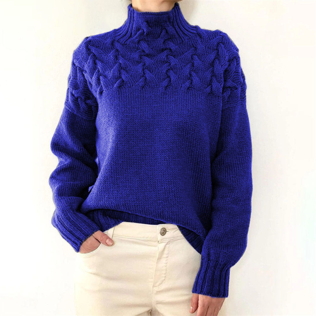 Knitted Turtleneck Sweater for Women – Elara-Blue-S-State of Style