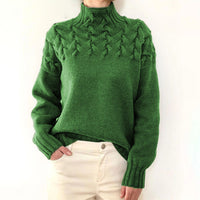 Knitted Turtleneck Sweater for Women – Elara-Green-S-State of Style