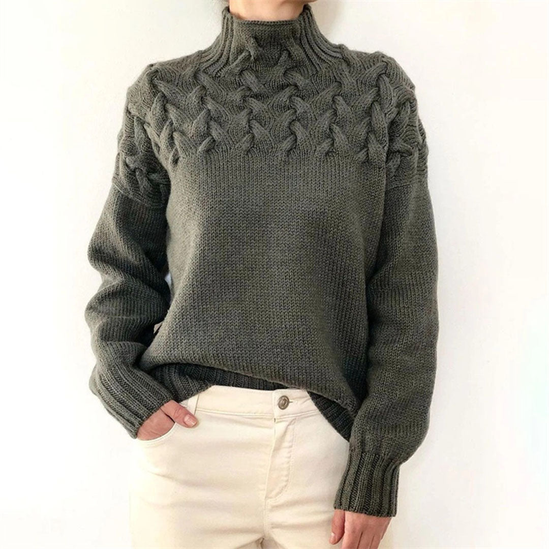 Knitted Turtleneck Sweater for Women – Elara-Grey-S-State of Style