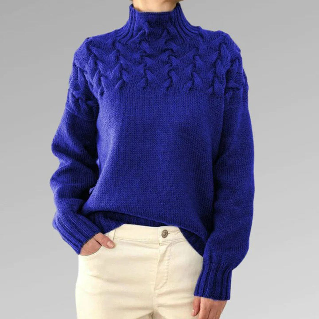 Knitted Turtleneck Sweater for Women – Elara-Sky Blue-S-State of Style