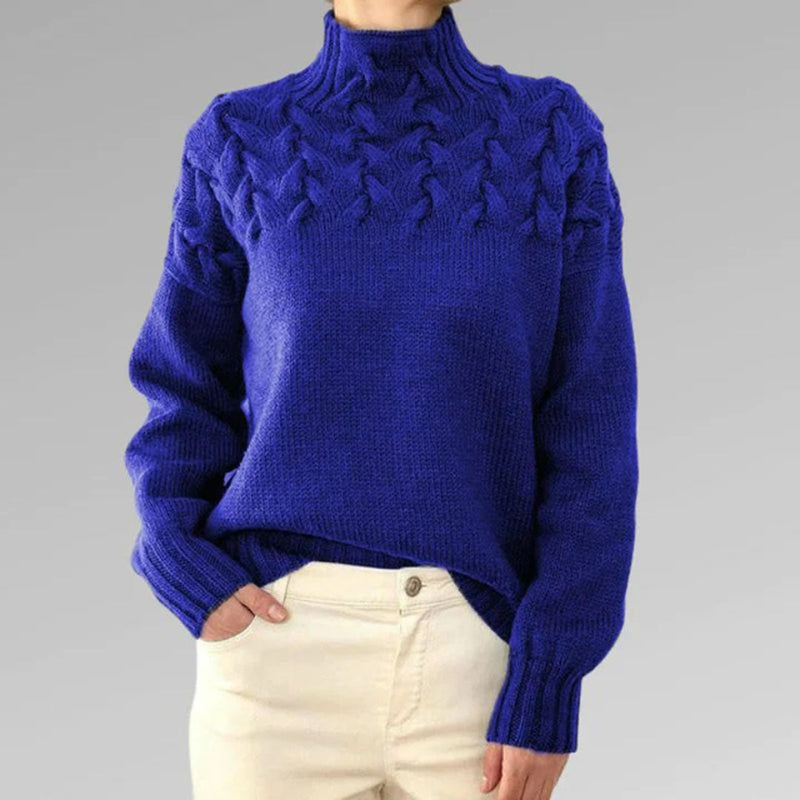 Knitted Turtleneck Sweater for Women – Elara-Sky Blue-S-State of Style