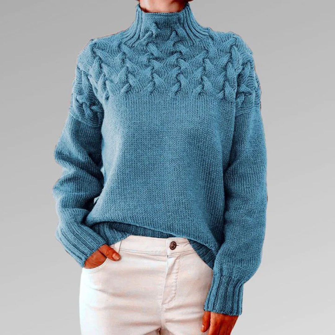 Knitted Turtleneck Sweater for Women – Elara-Sky Blue-S-State of Style
