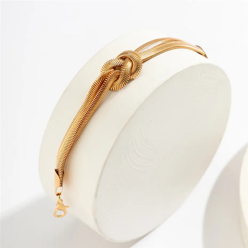 Knotted Snake Chain Bracelet | Elegant Women's Jewellery-GOLD-State of Style