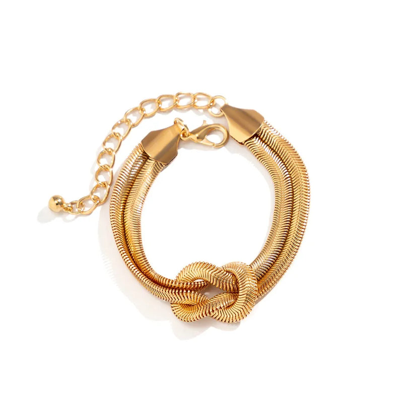 Knotted Snake Chain Bracelet | Elegant Women's Jewellery-GOLD-State of Style