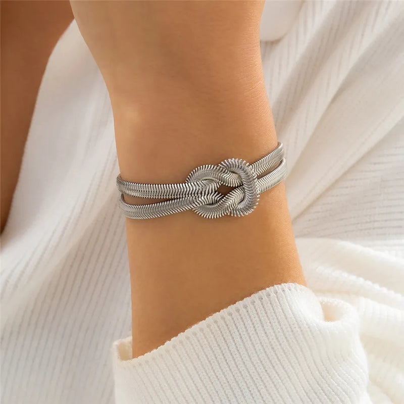 Knotted Snake Chain Bracelet | Elegant Women's Jewellery-GOLD-State of Style