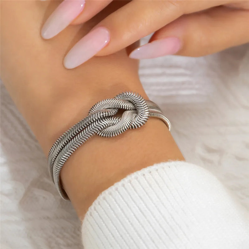 Knotted Snake Chain Bracelet | Elegant Women's Jewellery-SILVER-State of Style