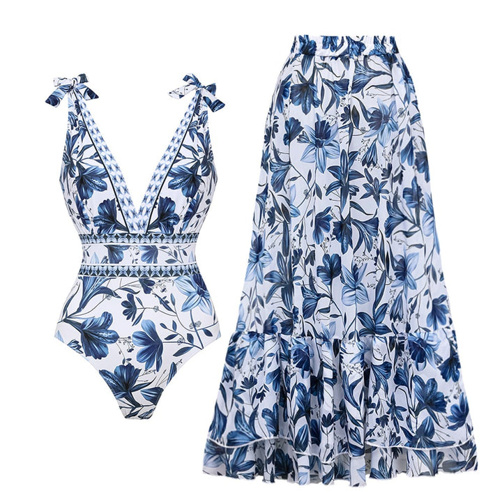 Ladies' beach suit - Mira-Swimsuit + A-line skirt-S-State of Style