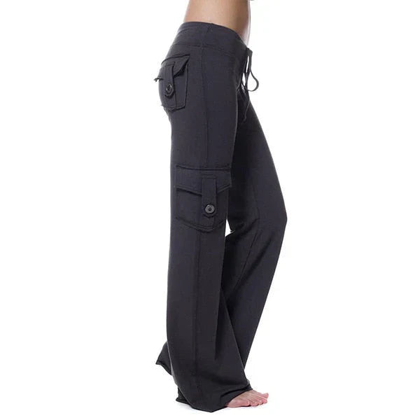 Ladies Bootcut Cargo Pants with Pockets – Isabella-Black-XS-State of Style