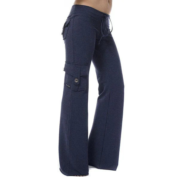 Ladies Bootcut Cargo Pants with Pockets – Isabella-Blue-XS-State of Style