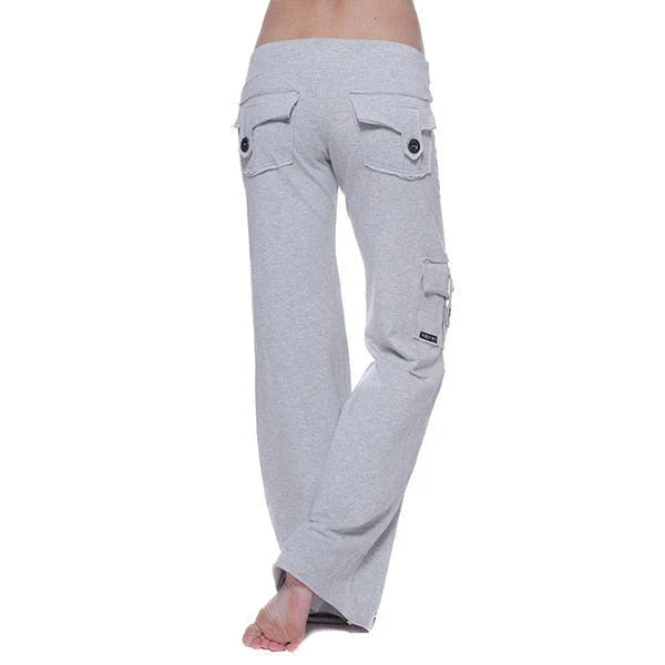 Ladies Bootcut Cargo Pants with Pockets – Isabella-Gray-XS-State of Style