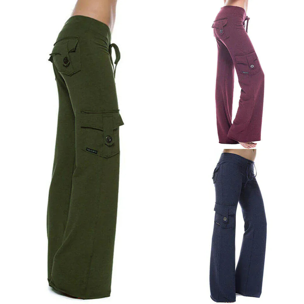 Ladies Bootcut Cargo Pants with Pockets – Isabella-Green-XS-State of Style