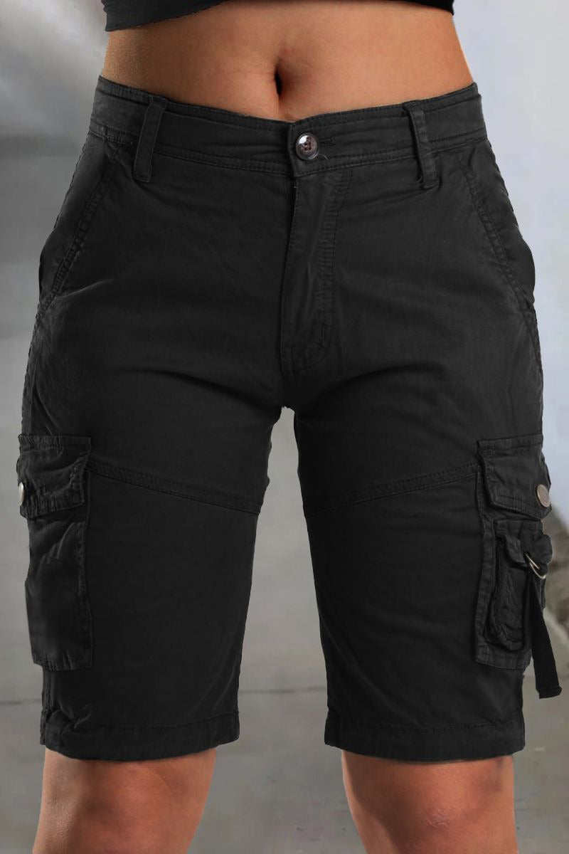 Ladies' Cargo Shorts with Pockets and Comfortable Fit for Summer - Malea-Black-XS-State of Style