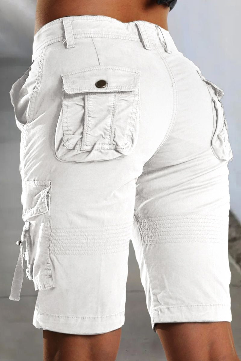Ladies' Cargo Shorts with Pockets and Comfortable Fit for Summer - Malea-White-XS-State of Style