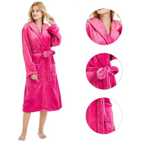 Ladies Fleece Bathrobe with Hood – Vivianne-Bordeaux red-S-M-State of Style