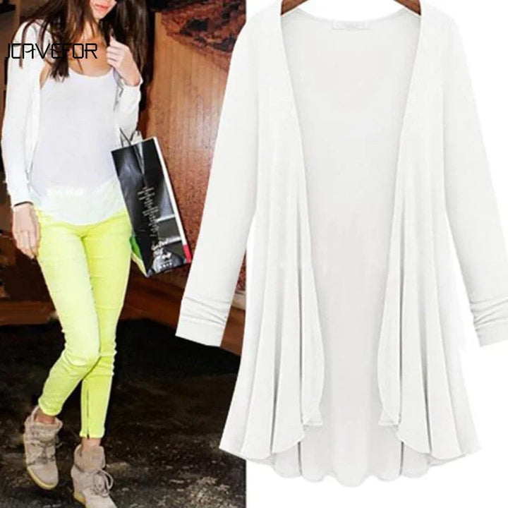 Ladies' knitted cardigan with ruffles – Chiara-Khaki-S-State of Style