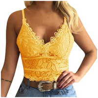 Ladies Lace Top with Spaghetti Straps – Lina-Yellow-S-State of Style
