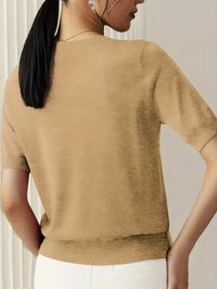 Ladies Short Sleeve Spring Sweater – Mila-Gray-XS-State of Style