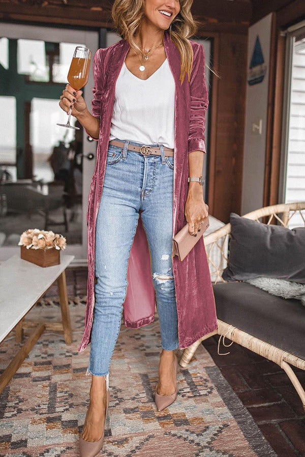 Ladies Stylish Suede Kimono Jacket - Isabella-Pink-S-State of Style